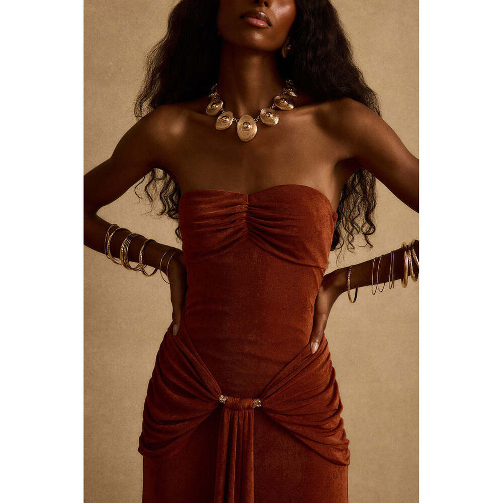 12th Tribe Madonna Rust Maxi Dress Size S - Picture 2 of 3